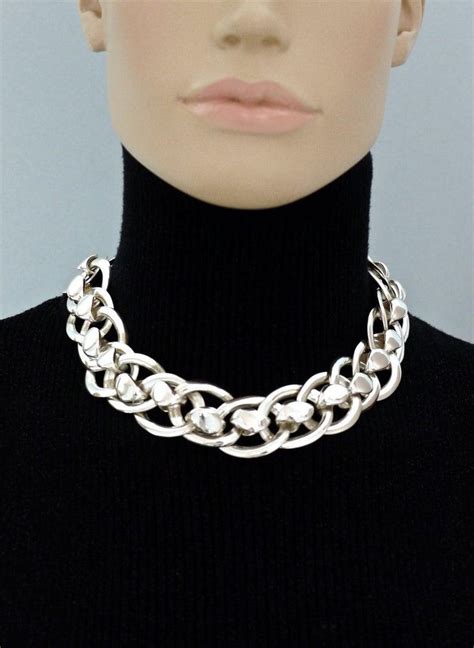 silver necklace chain ysl|vintage ysl jewelry.